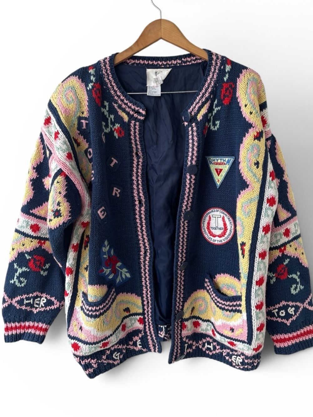 Vintage Together! Knit Cardigan Lined Cardigan Sweater Jacket Missy Medium